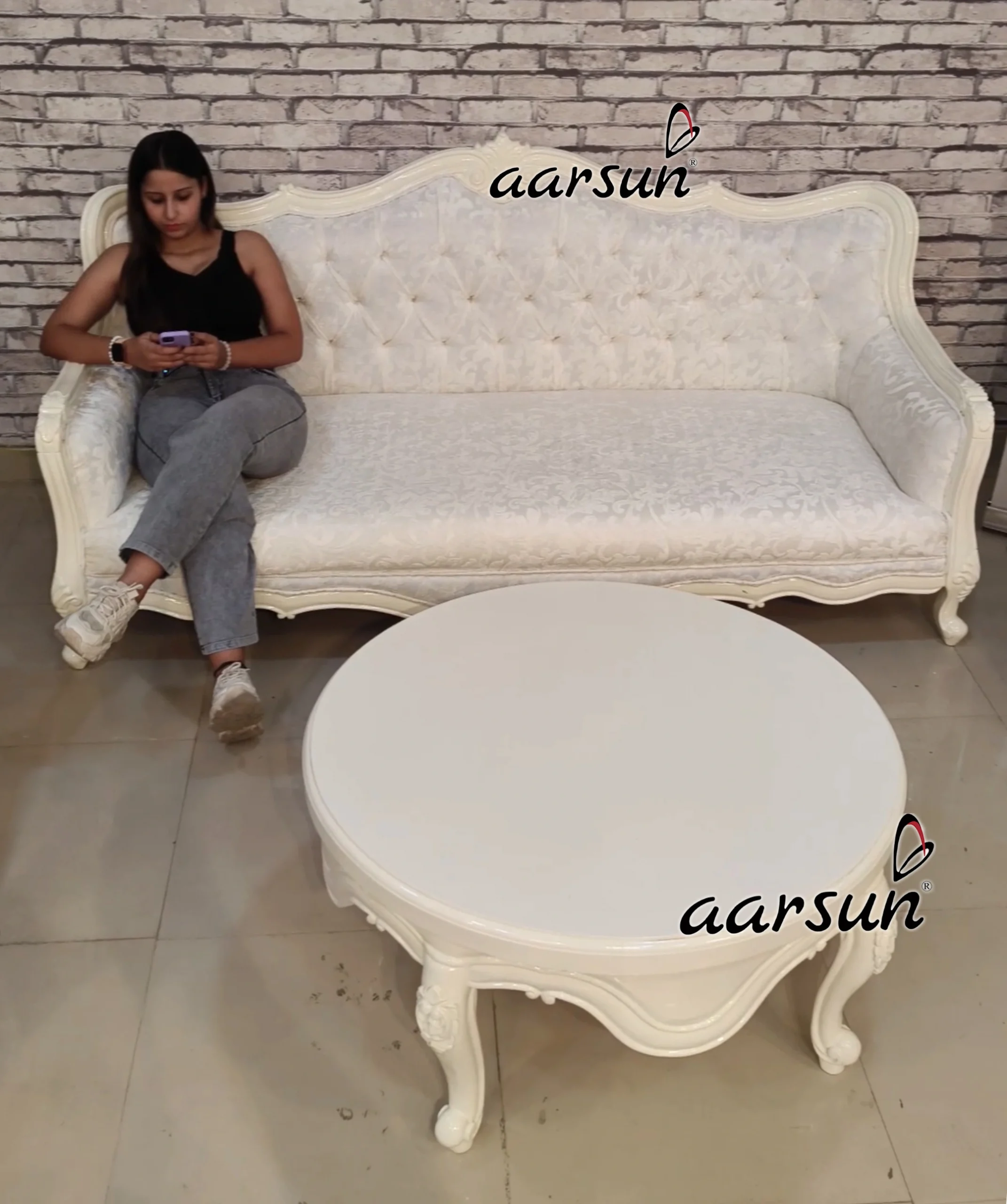 White Classic Sofa Set view 9