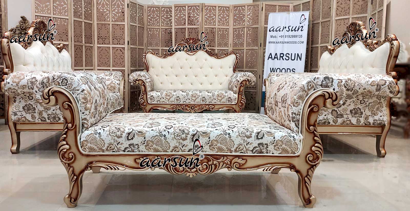 Wooden Gold Sofa Set YT-625 view 4