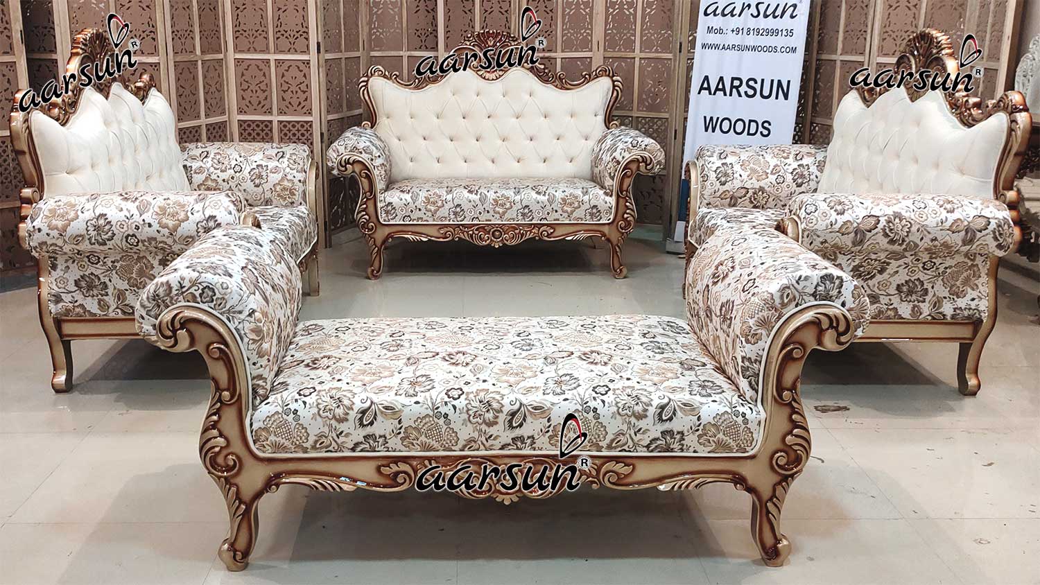 Wooden Gold Sofa Set YT-625 view 5