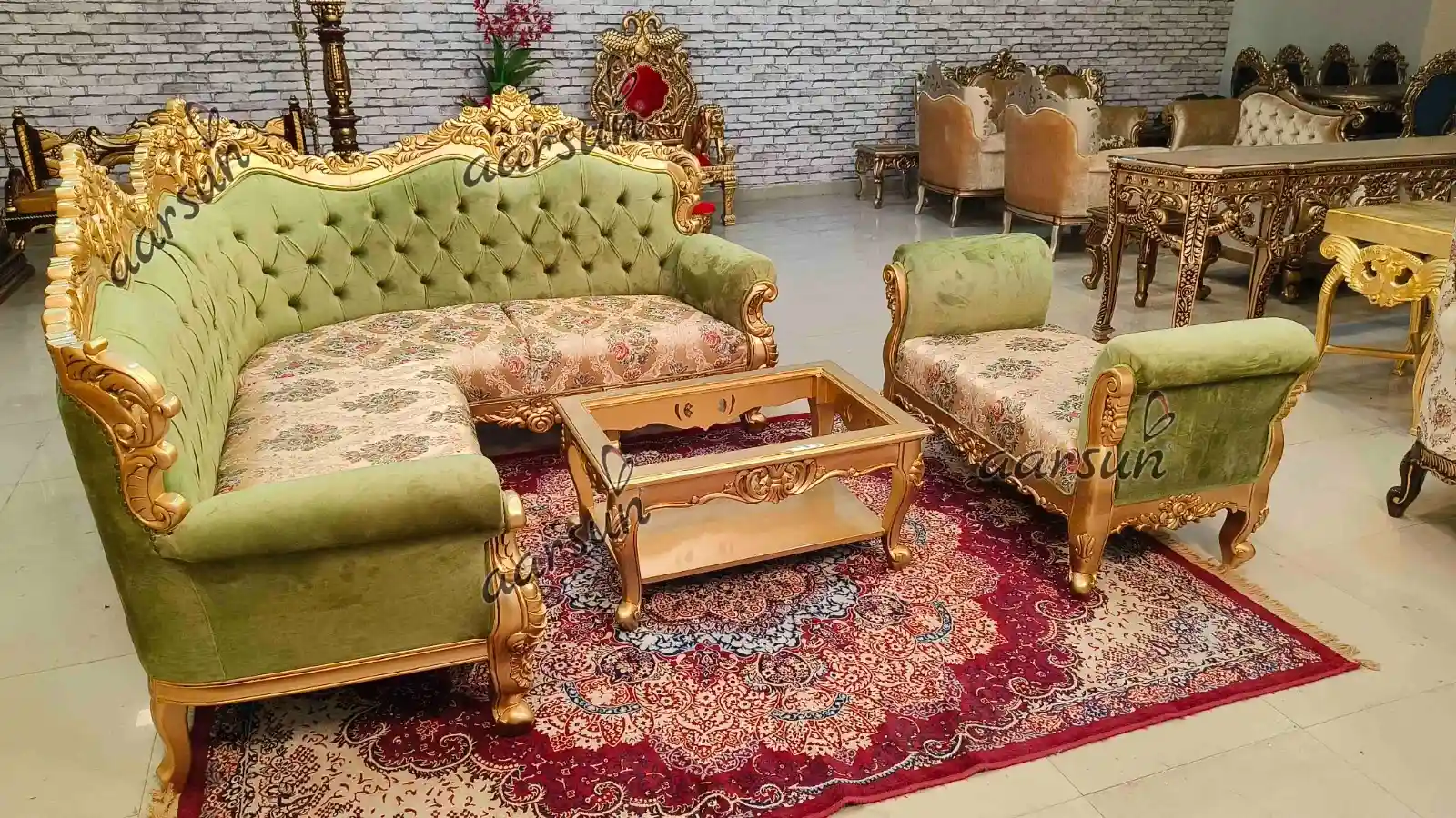 Wooden Sectional Sofa Set Modern Design view 4