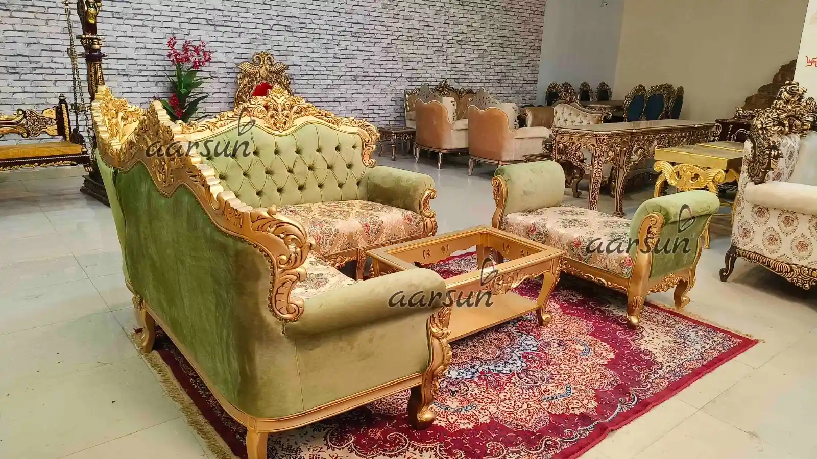 Wooden Sectional Sofa Set Modern Design view 5