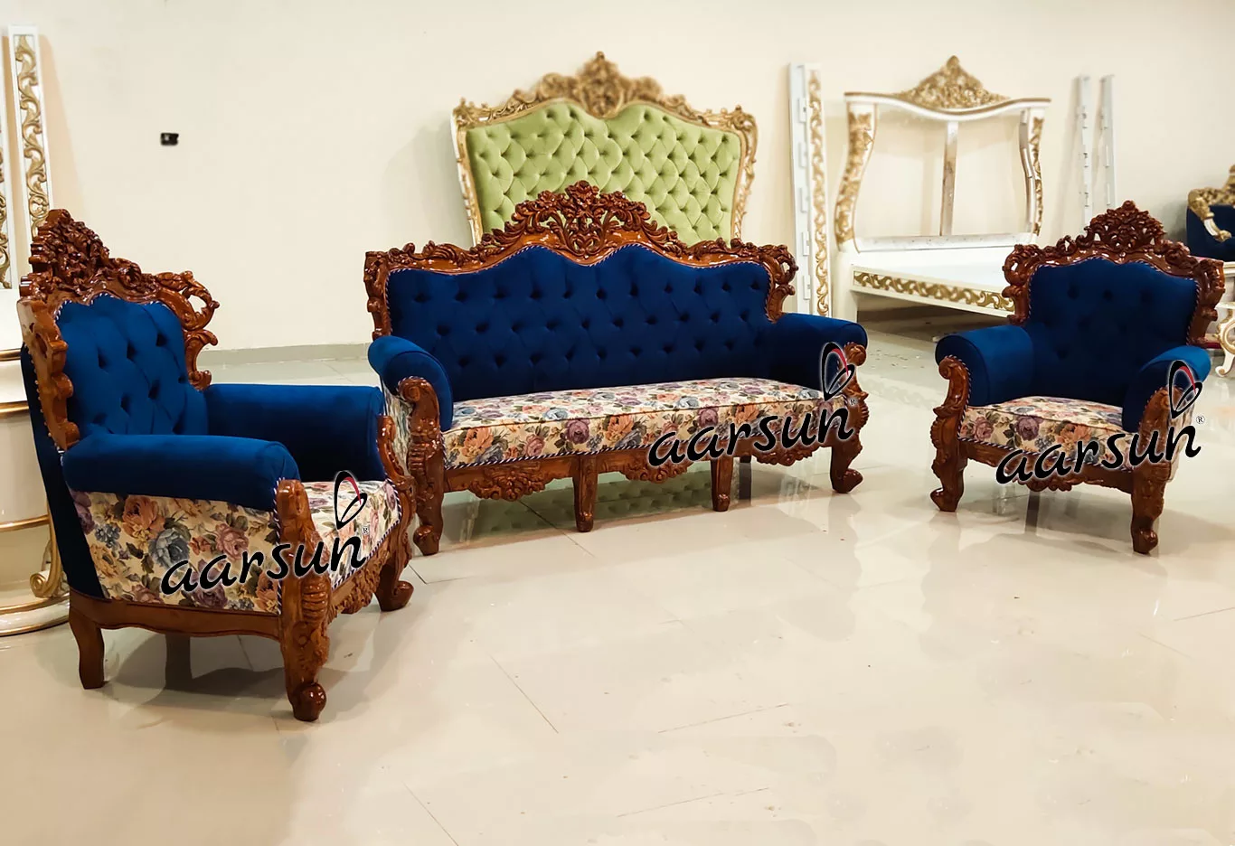 Wooden Sofa Set 5 Seater 3+1+1 view 6