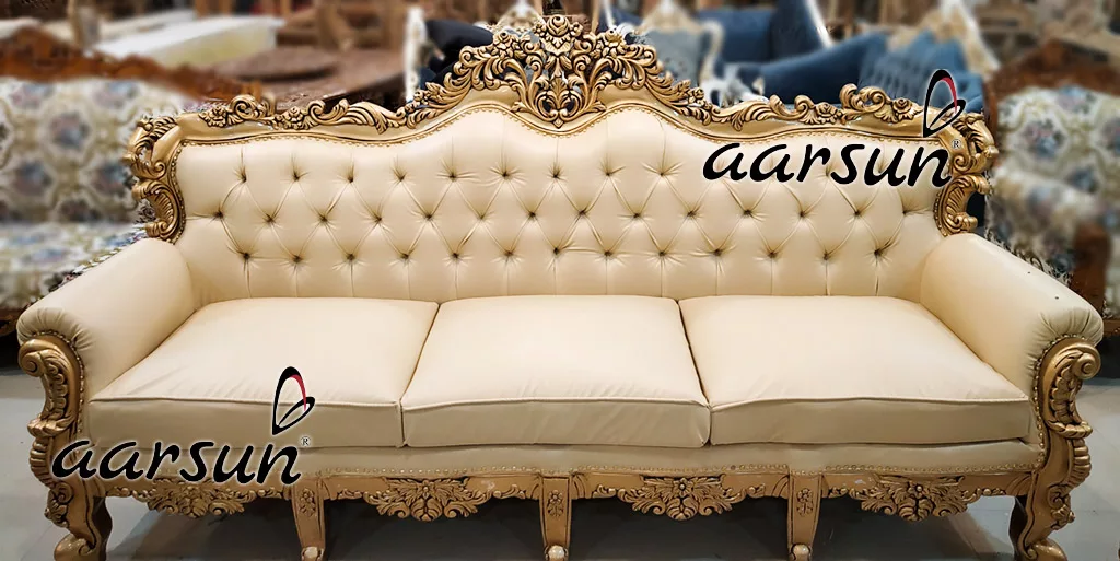 Wooden Sofa Set in Gold Duco Finish YT-167 view 3