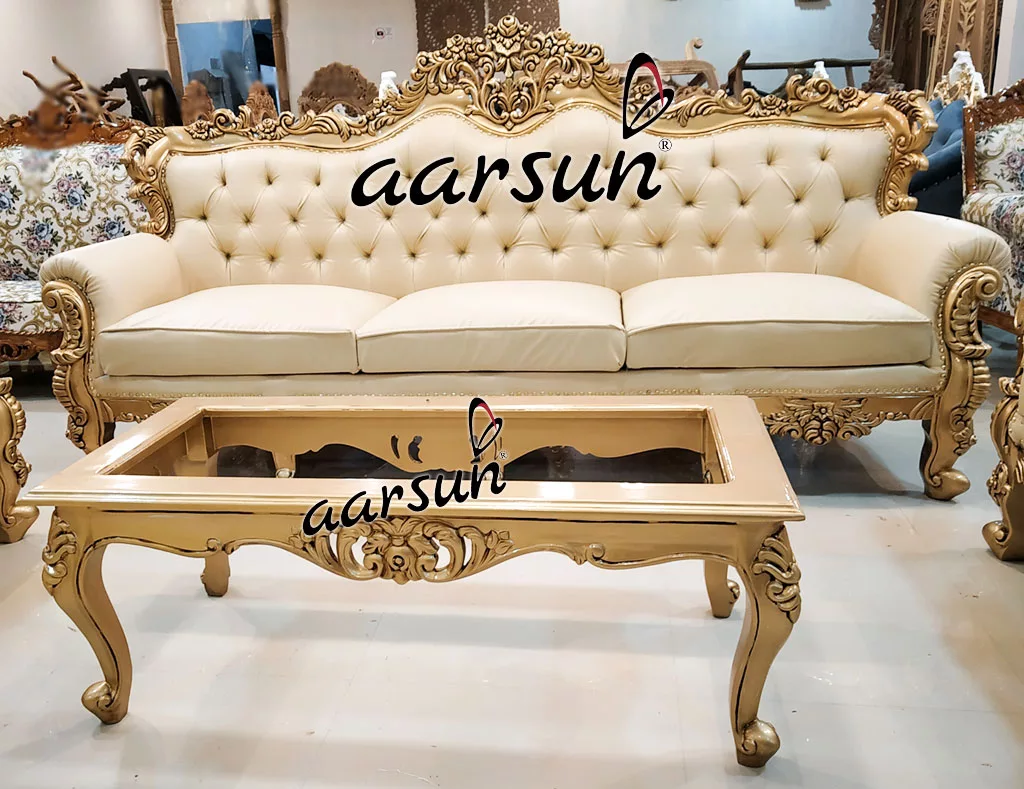Wooden Sofa Set in Gold Duco Finish YT-167 view 4