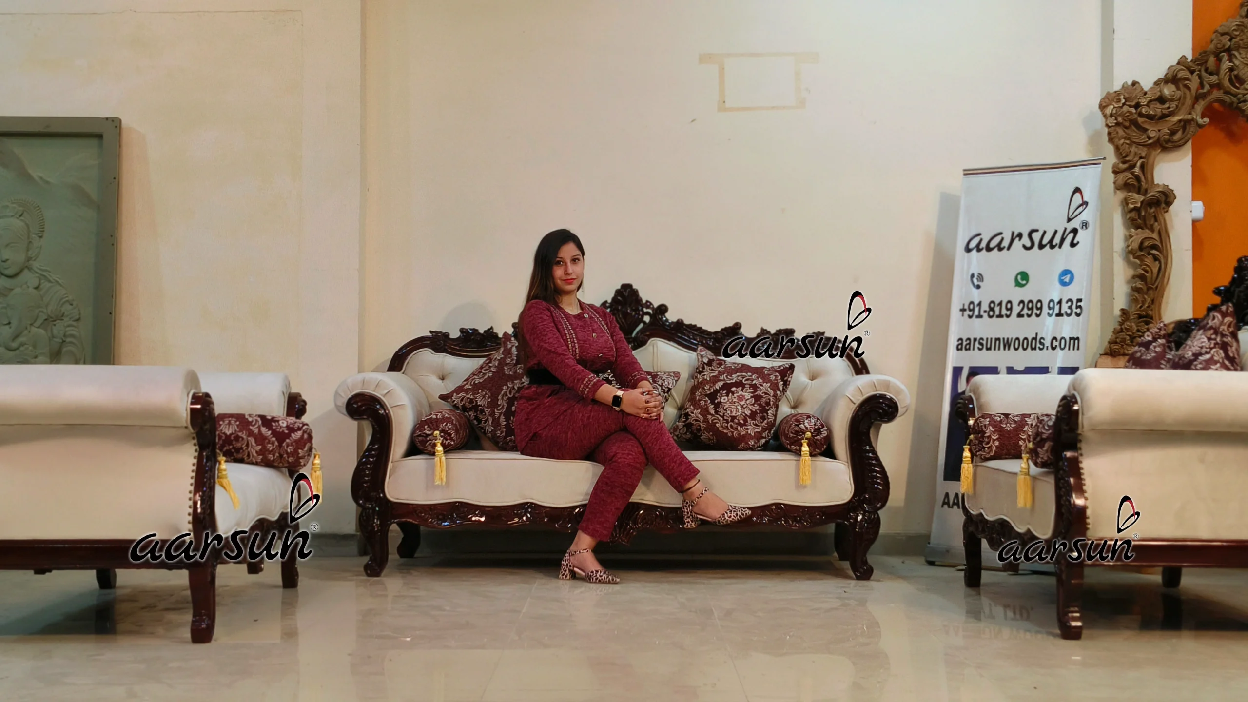 Wooden Teak Wood Sofa Set